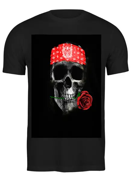 Заказать мужскую футболку в Москве. Футболка классическая Череп и роза от THE_NISE  - готовые дизайны и нанесение принтов.