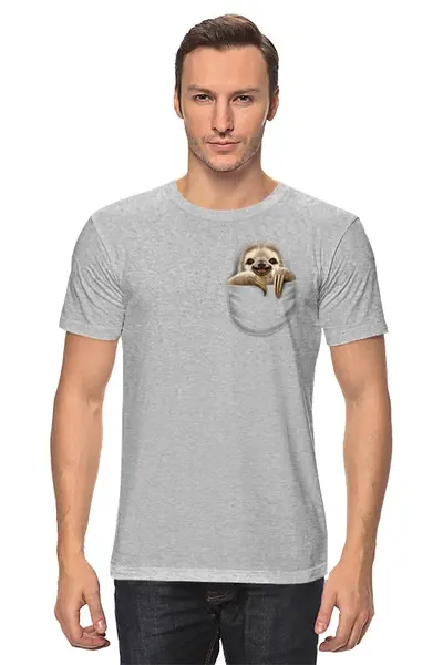 Заказать мужскую футболку в Москве. Футболка классическая Ленивец в кармане от Xieros - готовые дизайны и нанесение принтов.
