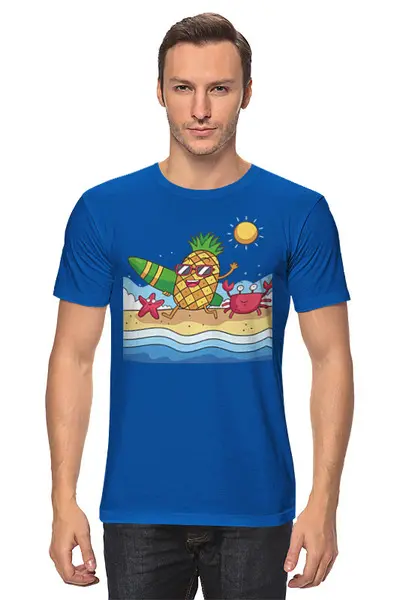 Заказать мужскую футболку в Москве. Футболка классическая Вперед на море! от T-shirt print  - готовые дизайны и нанесение принтов.