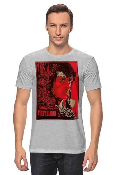 Заказать мужскую футболку в Москве. Футболка классическая Sylvester Stallone / First Blood от Leichenwagen - готовые дизайны и нанесение принтов.
