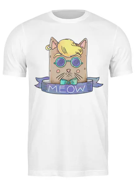 Заказать мужскую футболку в Москве. Футболка классическая Cats Here от oneredfoxstore@gmail.com - готовые дизайны и нанесение принтов.