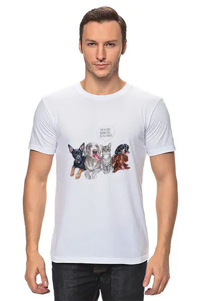 Заказать мужскую футболку в Москве. Футболка классическая Животные Коты Собаки от MariYang  - готовые дизайны и нанесение принтов.