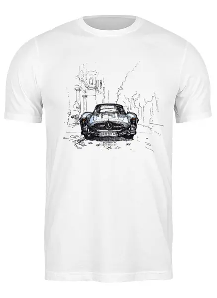 Заказать мужскую футболку в Москве. Футболка классическая Mercedes-Benz 300SL от miks - готовые дизайны и нанесение принтов.