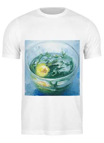 Заказать мужскую футболку в Москве. Футболка классическая Чашка чая с лимоном и мятой от artoutloop - готовые дизайны и нанесение принтов.
