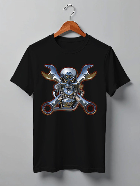 Заказать мужскую футболку в Москве. Футболка классическая Metal Skull от Илья Щеблецов - готовые дизайны и нанесение принтов.
