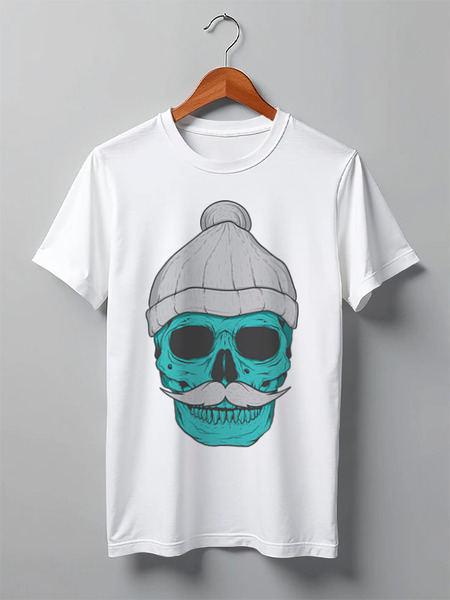 Заказать мужскую футболку в Москве. Футболка классическая Hipster skull от zen4@bk.ru - готовые дизайны и нанесение принтов.