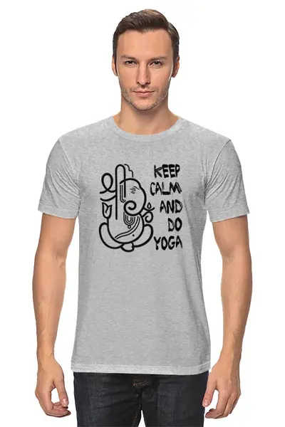 Заказать мужскую футболку в Москве. Футболка классическая Keep Calm & Do Yoga от Just kidding - готовые дизайны и нанесение принтов.