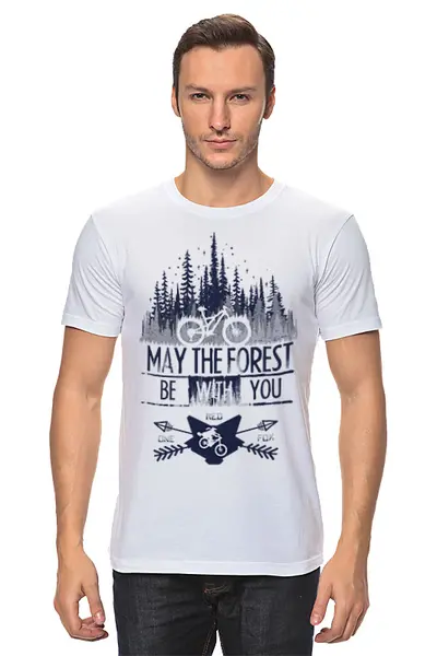 Заказать мужскую футболку в Москве. Футболка классическая Mountain Bike от oneredfoxstore@gmail.com - готовые дизайны и нанесение принтов.