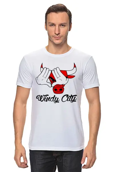 Заказать мужскую футболку в Москве. Футболка классическая Бык (Чикаго Буллз) от trugift - готовые дизайны и нанесение принтов.