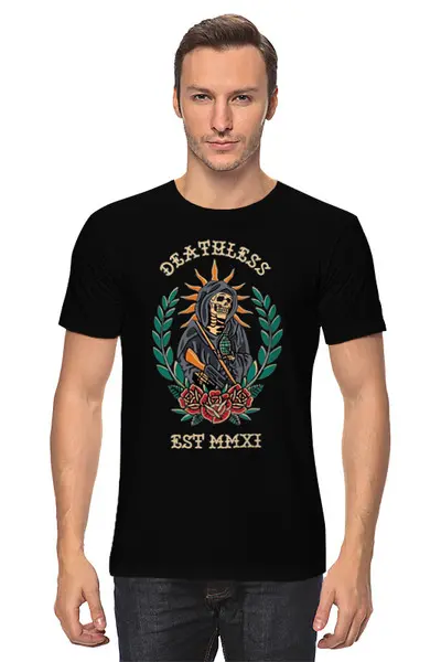 Заказать мужскую футболку в Москве. Футболка классическая бессмертный от malafit1984@mail.ru - готовые дизайны и нанесение принтов.