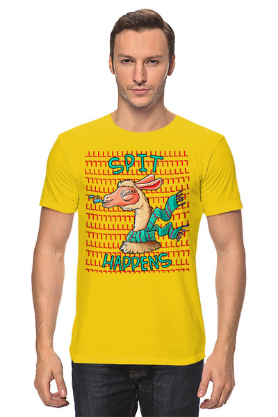 Заказать мужскую футболку в Москве. Футболка классическая Лама  от Print design  - готовые дизайны и нанесение принтов.