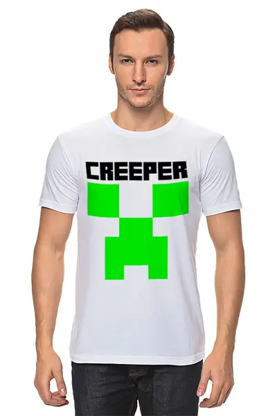Заказать мужскую футболку в Москве. Футболка классическая MINECRAFT CREEPER от weeert - готовые дизайны и нанесение принтов.