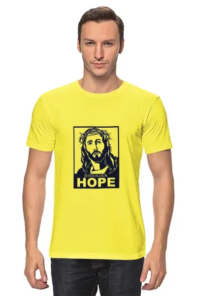 Заказать мужскую футболку в Москве. Футболка классическая Иисус - наша надежда от god - готовые дизайны и нанесение принтов.