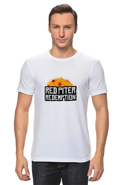 Заказать мужскую футболку в Москве. Футболка классическая Red Piter Redemption от kamal-creations - готовые дизайны и нанесение принтов.