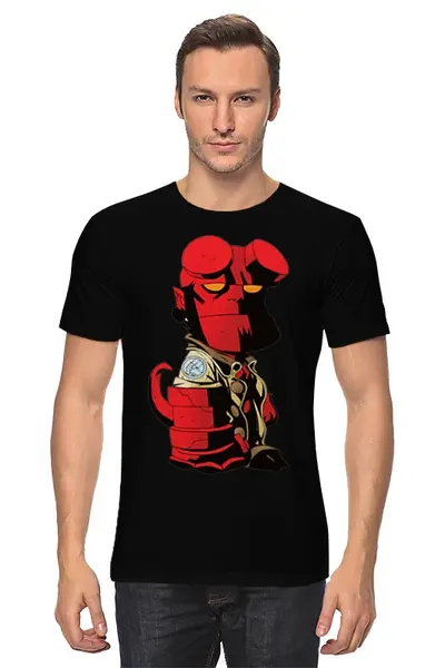 Заказать мужскую футболку в Москве. Футболка классическая Hellboy / Хеллбой от crash - готовые дизайны и нанесение принтов.