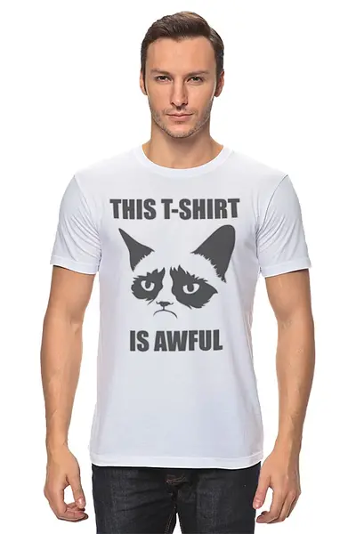 Заказать мужскую футболку в Москве. Футболка классическая Grumpy Cat от geekbox - готовые дизайны и нанесение принтов.