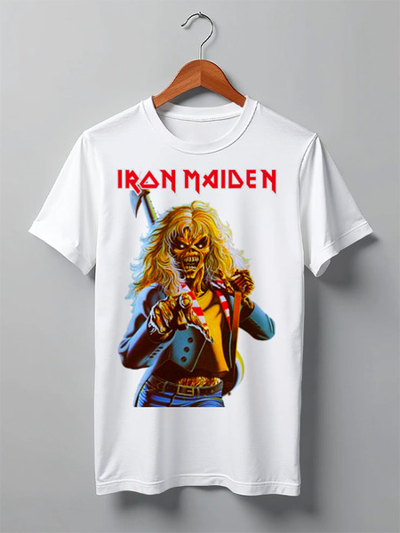 Заказать мужскую футболку в Москве. Футболка классическая Iron Maiden Band от Leichenwagen - готовые дизайны и нанесение принтов.