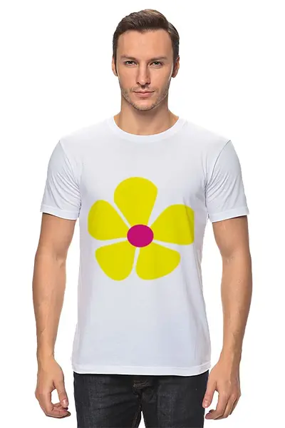 Заказать мужскую футболку в Москве. Футболка классическая жнлтый цветок от nikol - готовые дизайны и нанесение принтов.