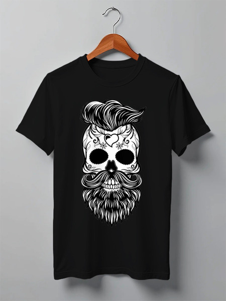 Заказать мужскую футболку в Москве. Футболка классическая Hipster skull от zen4@bk.ru - готовые дизайны и нанесение принтов.