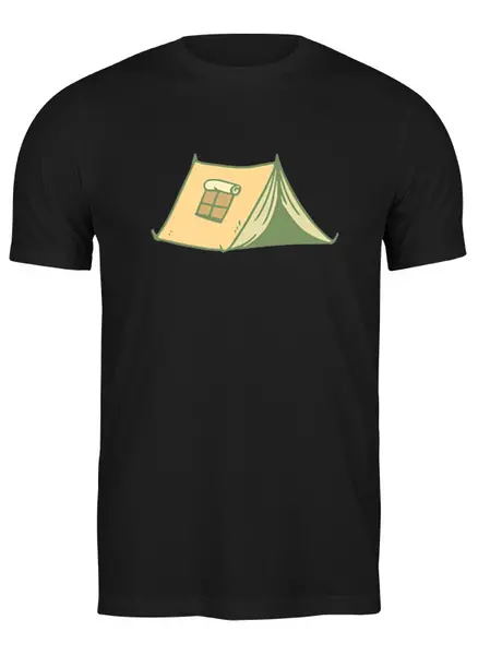 Заказать мужскую футболку в Москве. Футболка классическая Палатка от oneredfoxstore@gmail.com - готовые дизайны и нанесение принтов.