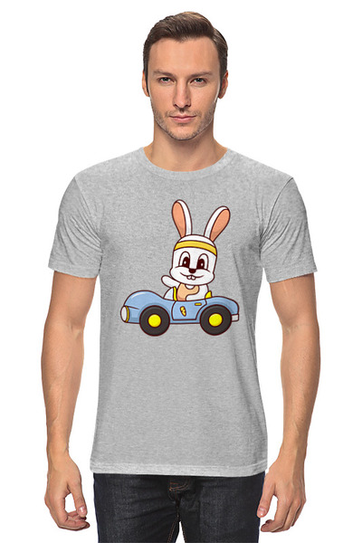 Заказать мужскую футболку в Москве. Футболка классическая Кролик водитель от skynatural - готовые дизайны и нанесение принтов.