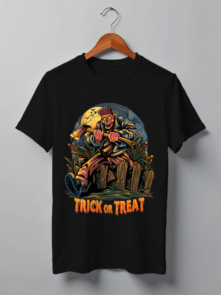 Заказать мужскую футболку в Москве. Футболка классическая Halloween - Зомби с топором от printeriumstore@gmail.com - готовые дизайны и нанесение принтов.
