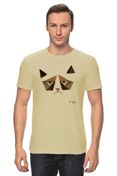 Заказать мужскую футболку в Москве. Футболка классическая Сердитый котик / Grumpy Cat (Art Nouveau) от defann - готовые дизайны и нанесение принтов.