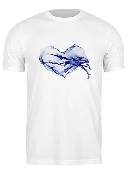 Заказать мужскую футболку в Москве. Футболка классическая Синее сердце от vladlena.bibik@mail.ru - готовые дизайны и нанесение принтов.