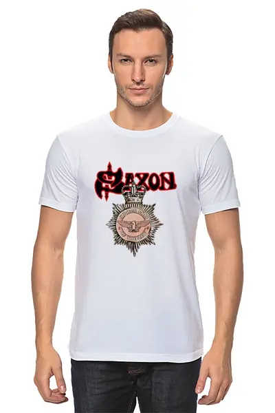 Заказать мужскую футболку в Москве. Футболка классическая Saxon от Fedor - готовые дизайны и нанесение принтов.