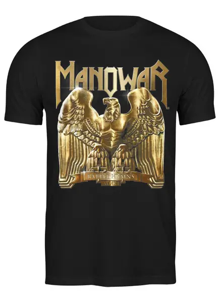 Заказать мужскую футболку в Москве. Футболка классическая Manowar Band от Leichenwagen - готовые дизайны и нанесение принтов.