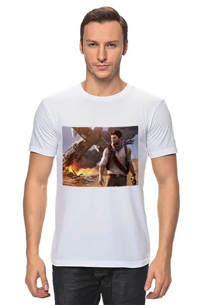 Заказать мужскую футболку в Москве. Футболка классическая Uncharted от GeekFox  - готовые дизайны и нанесение принтов.