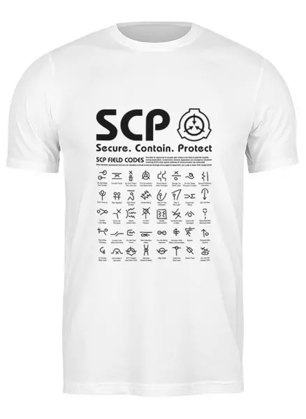 Заказать мужскую футболку в Москве. Футболка классическая SCP Foundation от geekbox - готовые дизайны и нанесение принтов.