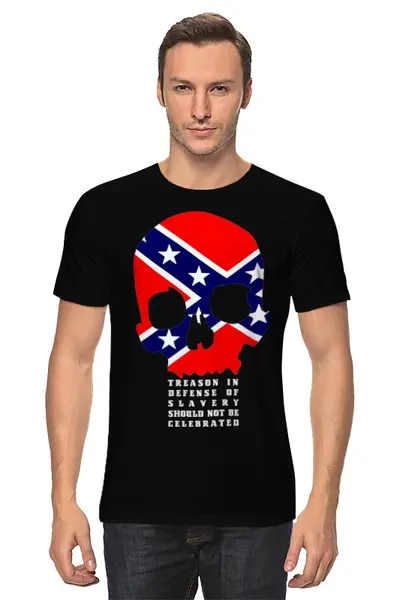 Заказать мужскую футболку в Москве. Футболка классическая Флаг конфедерации США от Leichenwagen - готовые дизайны и нанесение принтов.