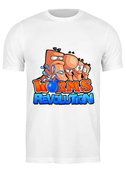 Заказать мужскую футболку в Москве. Футболка классическая Worms Revolution от game-fan - готовые дизайны и нанесение принтов.