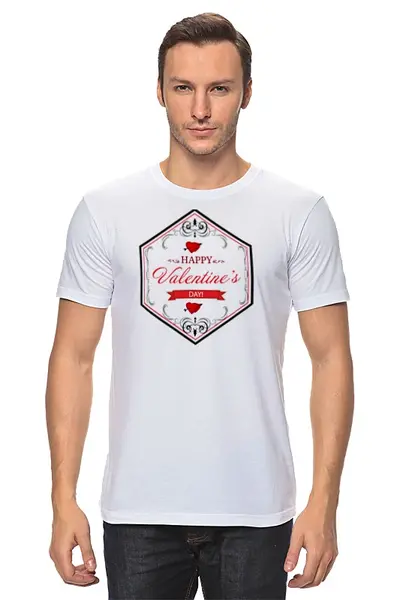 Заказать мужскую футболку в Москве. Футболка классическая День святого Валентина от CoolDesign - готовые дизайны и нанесение принтов.