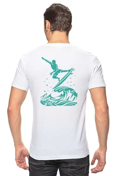 Заказать мужскую футболку в Москве. Футболка классическая Сёрфинг от BeliySlon - готовые дизайны и нанесение принтов.
