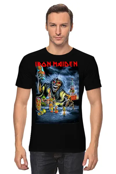 Заказать мужскую футболку в Москве. Футболка классическая Iron Maiden Band от Leichenwagen - готовые дизайны и нанесение принтов.