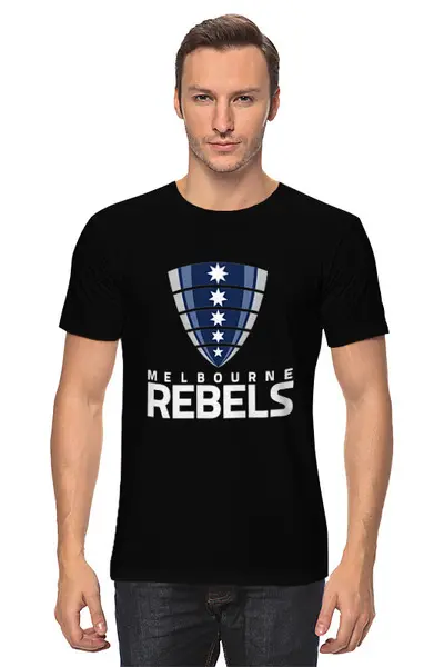 Заказать мужскую футболку в Москве. Футболка классическая Ребелс регби от rugby - готовые дизайны и нанесение принтов.