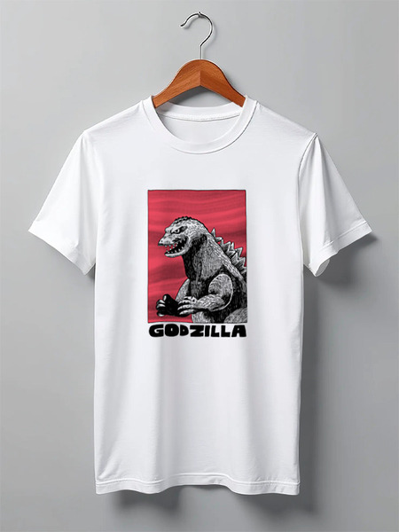 Заказать мужскую футболку в Москве. Футболка классическая Godzilla от Татьяна - готовые дизайны и нанесение принтов.