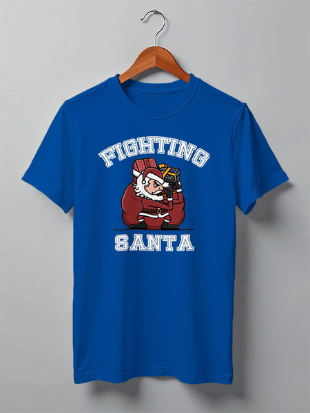 Заказать мужскую футболку в Москве. Футболка классическая Fighting Santa от skynatural - готовые дизайны и нанесение принтов.