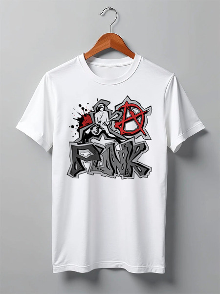 Заказать мужскую футболку в Москве. Футболка классическая Punk Ramones от oneredfoxstore@gmail.com - готовые дизайны и нанесение принтов.