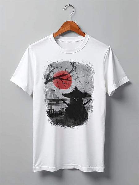Заказать мужскую футболку в Москве. Футболка классическая Samurai Cat от oneredfoxstore@gmail.com - готовые дизайны и нанесение принтов.