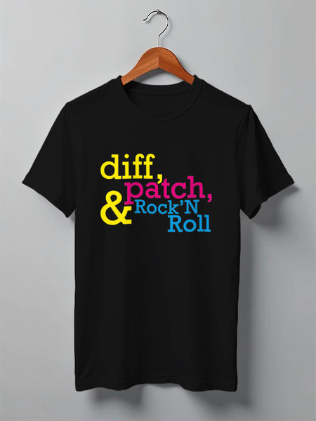Заказать мужскую футболку в Москве. Футболка классическая DIFF, PATCH AND ROCK'N ROLL! от darkdrag@badboot.ru - готовые дизайны и нанесение принтов.