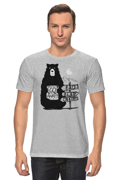 Заказать мужскую футболку в Москве. Футболка классическая Bad Bear Camp от oneredfoxstore@gmail.com - готовые дизайны и нанесение принтов.
