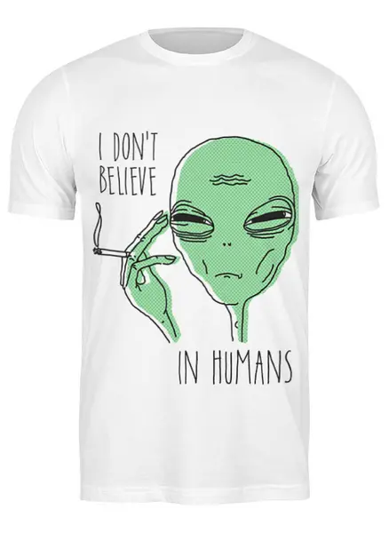 Заказать мужскую футболку в Москве. Футболка классическая Инопланетянин от geekbox - готовые дизайны и нанесение принтов.