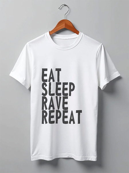 Заказать мужскую футболку в Москве. Футболка классическая Eat Sleep Rave Repeat от ualexandrova - готовые дизайны и нанесение принтов.
