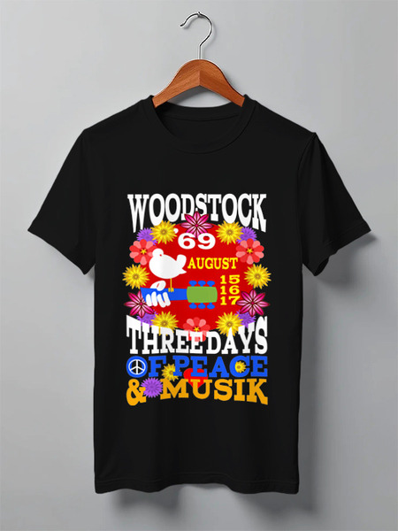 Заказать мужскую футболку в Москве. Футболка классическая Woodstock 1969 от Андрей Ребров - готовые дизайны и нанесение принтов.