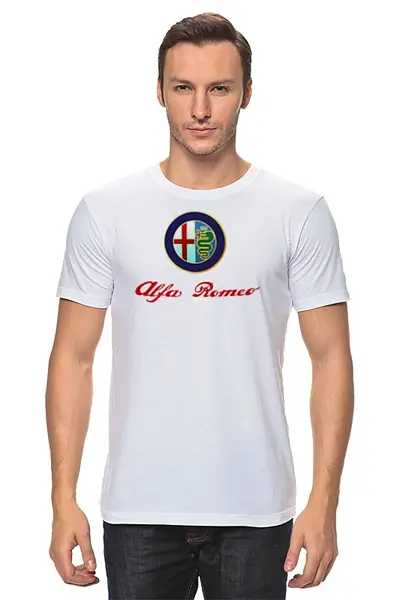 Заказать мужскую футболку в Москве. Футболка классическая Alfa Romeo v.2 от e1rey - готовые дизайны и нанесение принтов.
