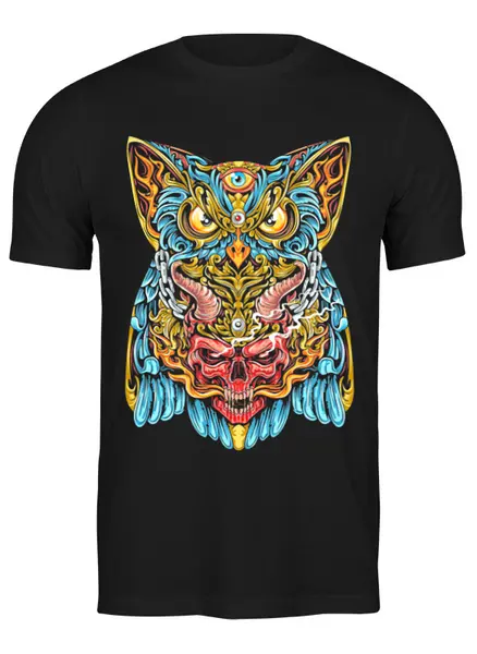 Заказать мужскую футболку в Москве. Футболка классическая ◈ Owl and Skull ◈ от balden - готовые дизайны и нанесение принтов.