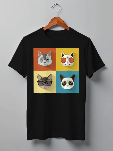 Заказать мужскую футболку в Москве. Футболка классическая Cats Here от oneredfoxstore@gmail.com - готовые дизайны и нанесение принтов.